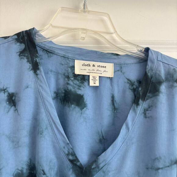 Cloth & Stone X Anthropologie Liv Tie Front Mini Dress Sz M Blue - Picture 6 of 11